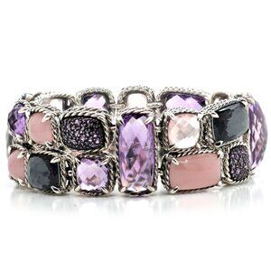 David Yurman 925 Silver Multistone Mosaic Chatelaine Bracelet Size 6.5"